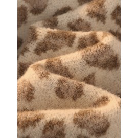 Plus Size - Women'S Leopard Print Cardigan - Cozy Mid-Length Open Front with Pockets, Oversized Fit for Fall/Winter, Warm & Stylish for Casual or Commuting, Cozy Clothing | Leopard Print Cardigan | Construction, Leopard Print Cardigan