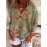 Plus Size, Autumn-Winter V-Neck Loose Fit Off-Shoulder Color Block Gradient Floral Print Button-Up Long Sleeve Women's Cardigan, Casual Elegant Commuter Sweater, Versatile Layering Outerwear