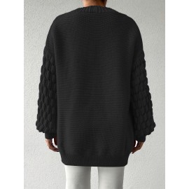 [Fresh Cardigan] Plus Size Women's Loose Cardigan | Sweet and Fresh Style, Floral Decoration, Versatile Fashion Piece for Spring, Autumn, and Winter