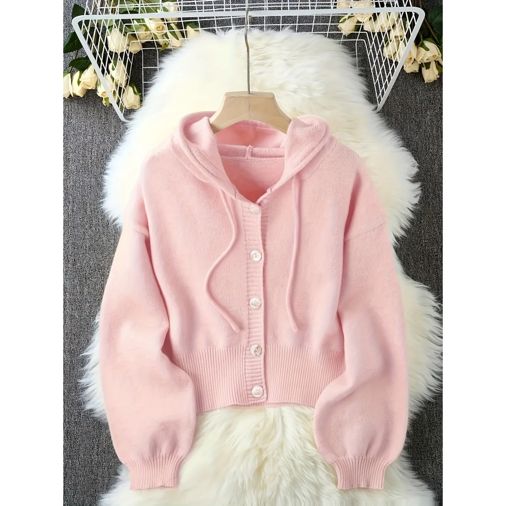 Plus Size - Women'S Ivory Yellow Loose-Fit Hooded Cardigan - Soft with Button Front, Chest Pockets & Ribbed Cuffs, Elegant Spring/Fall Layering Essential for Casual or Chic Outfits, Versatile Clothing, Classic Collar Design, Cozy Fabric