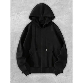 Women'S Cozy Fleece-Lined Zip-Up Hoodie with Elephant Print - Casual Black Pullover with Front Pocket, Long Sleeves, and Ribbed Cuffs, Perfect for Fall & Winter, Autumn Winter Apparel | Playful Print Hoodie | Texture