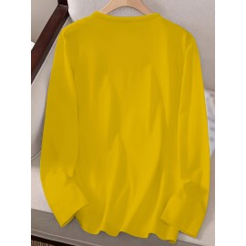 Women's Casual Long Sleeve Crew Neck Graphic T-Shirt - Sun Moon Stars Print with 